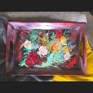 GORGEOUS FLORAL HAND PAINTED TRAY